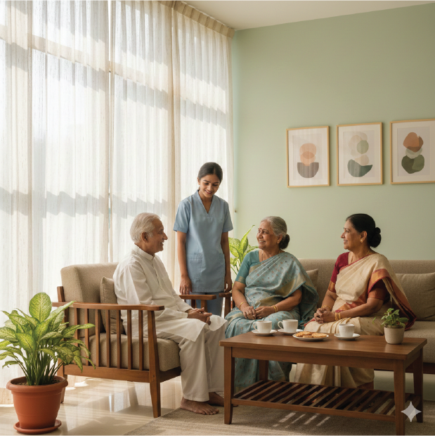 Senior residents enjoying quality time together